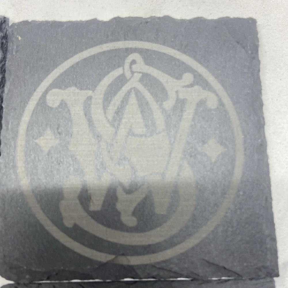 Set of‎ 4 Smith & Wesson Custom Laser Engraved Slate Coasters